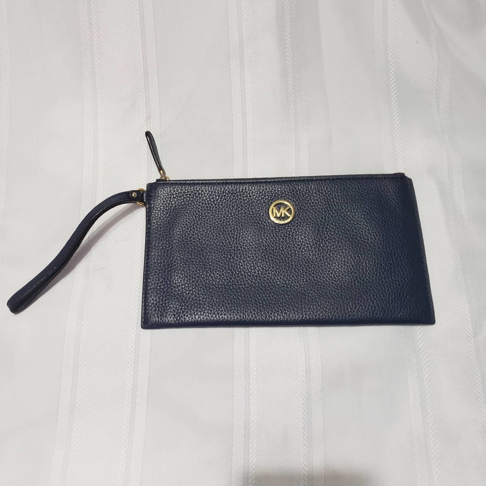 Michael Kors Leather Clutch Navy